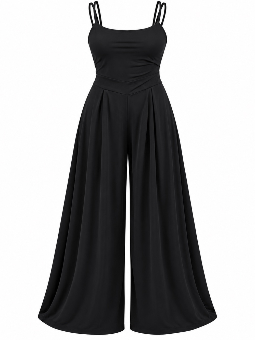 Halara Black Wide-Leg Strappy Easy Peezy Twisted Back Jumpsuit Size Large